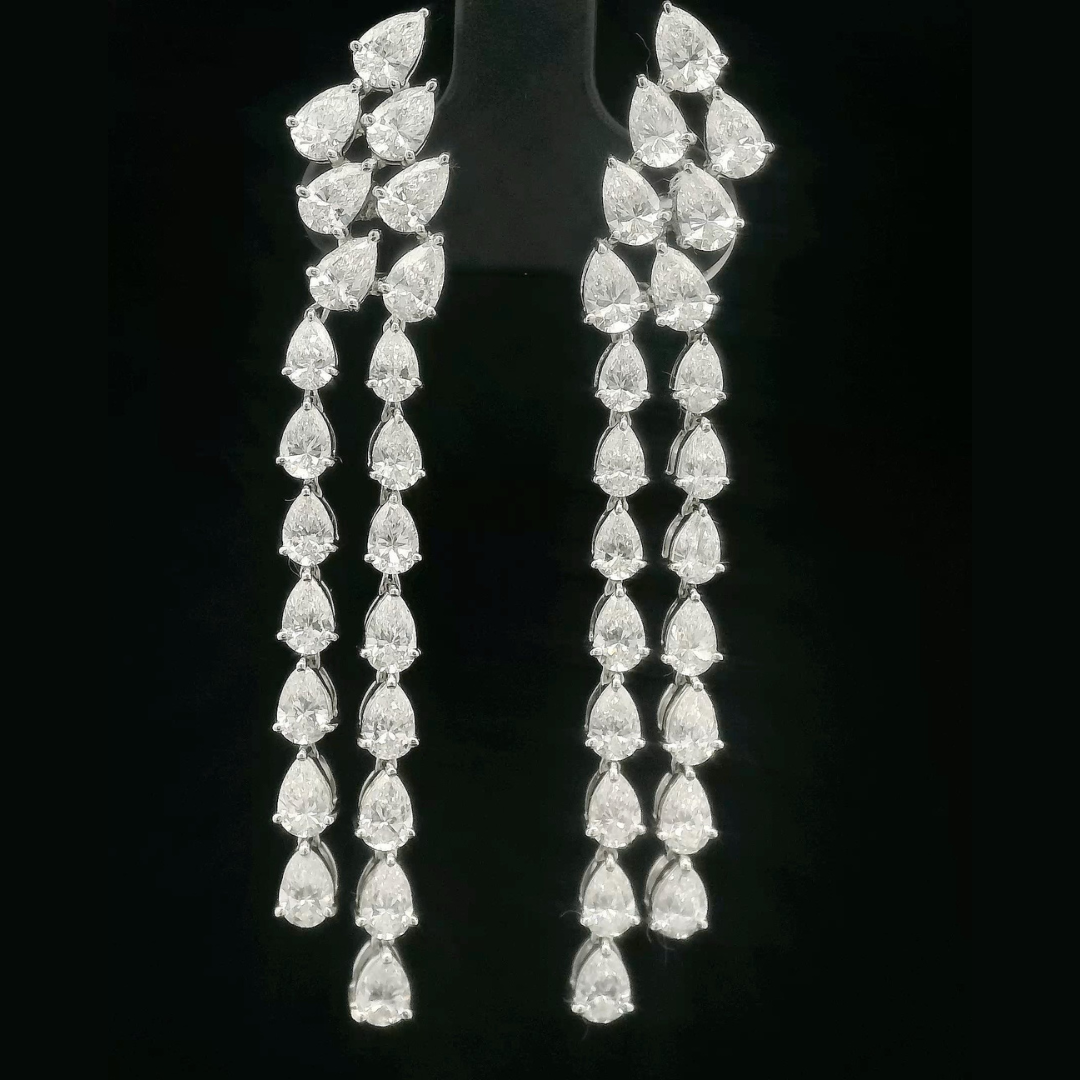 The Lunar Chandelier | white-gold earrings with EF color and VVS-VS clarity diamonds