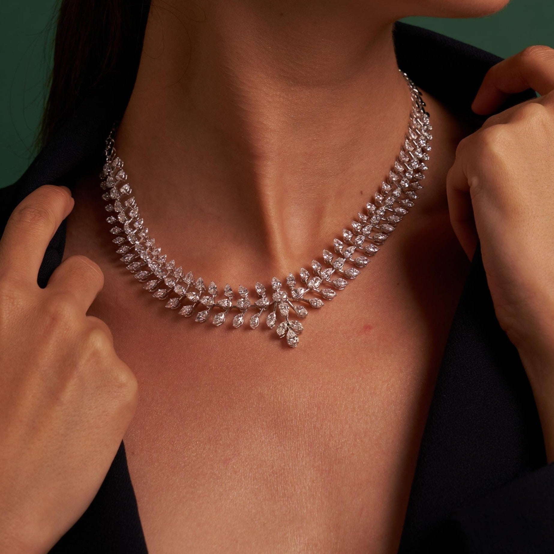 Monarch's Celestial Tribute | white-gold necklace with EF color and VVS-VS clarity diamonds