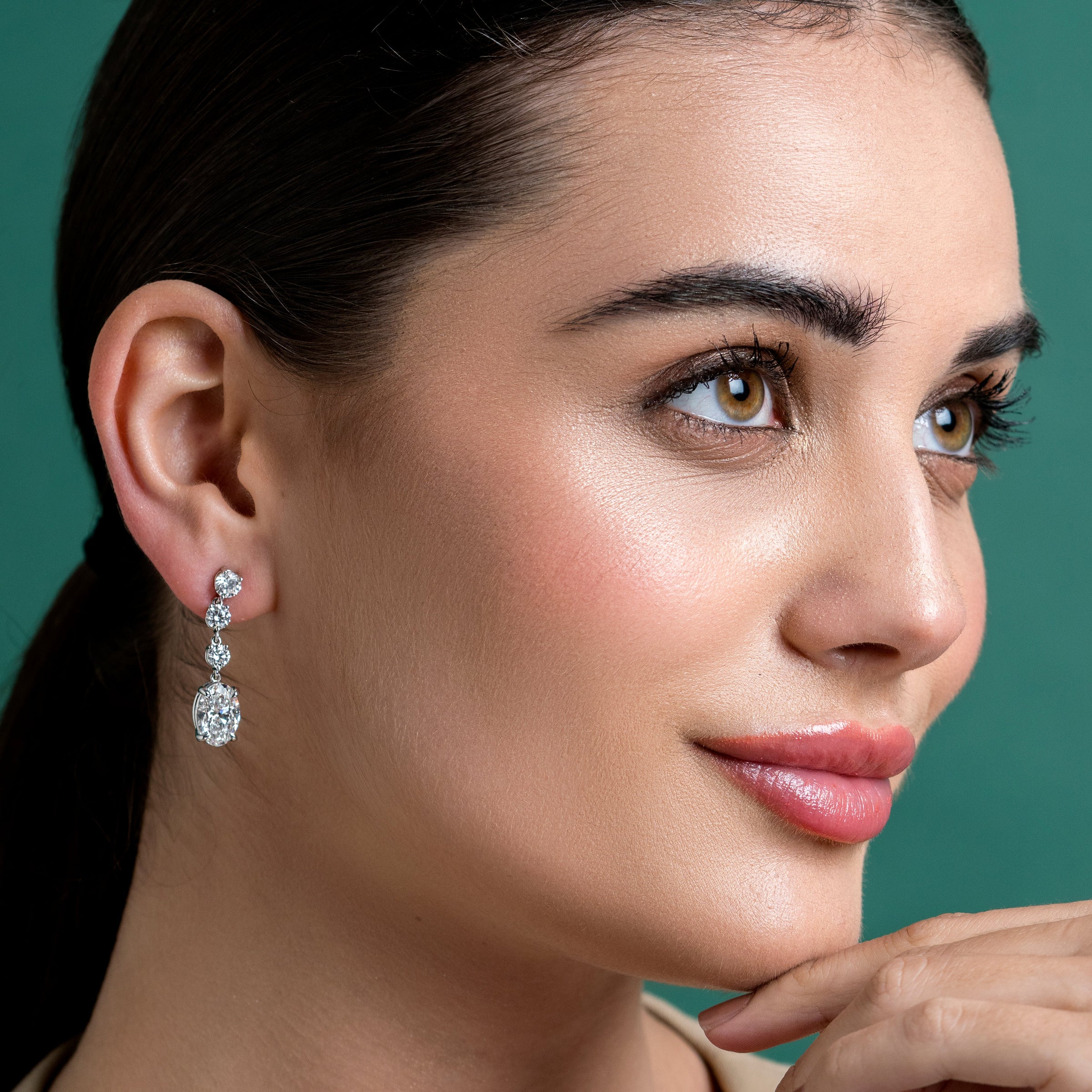 The Galactic Teardrop Parure | white-gold earrings with EF color and VVS-VS clarity diamonds