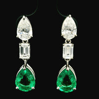 The Empress' Emerald Teardrop | white-gold earrings with EF color and VVS-VS clarity diamonds