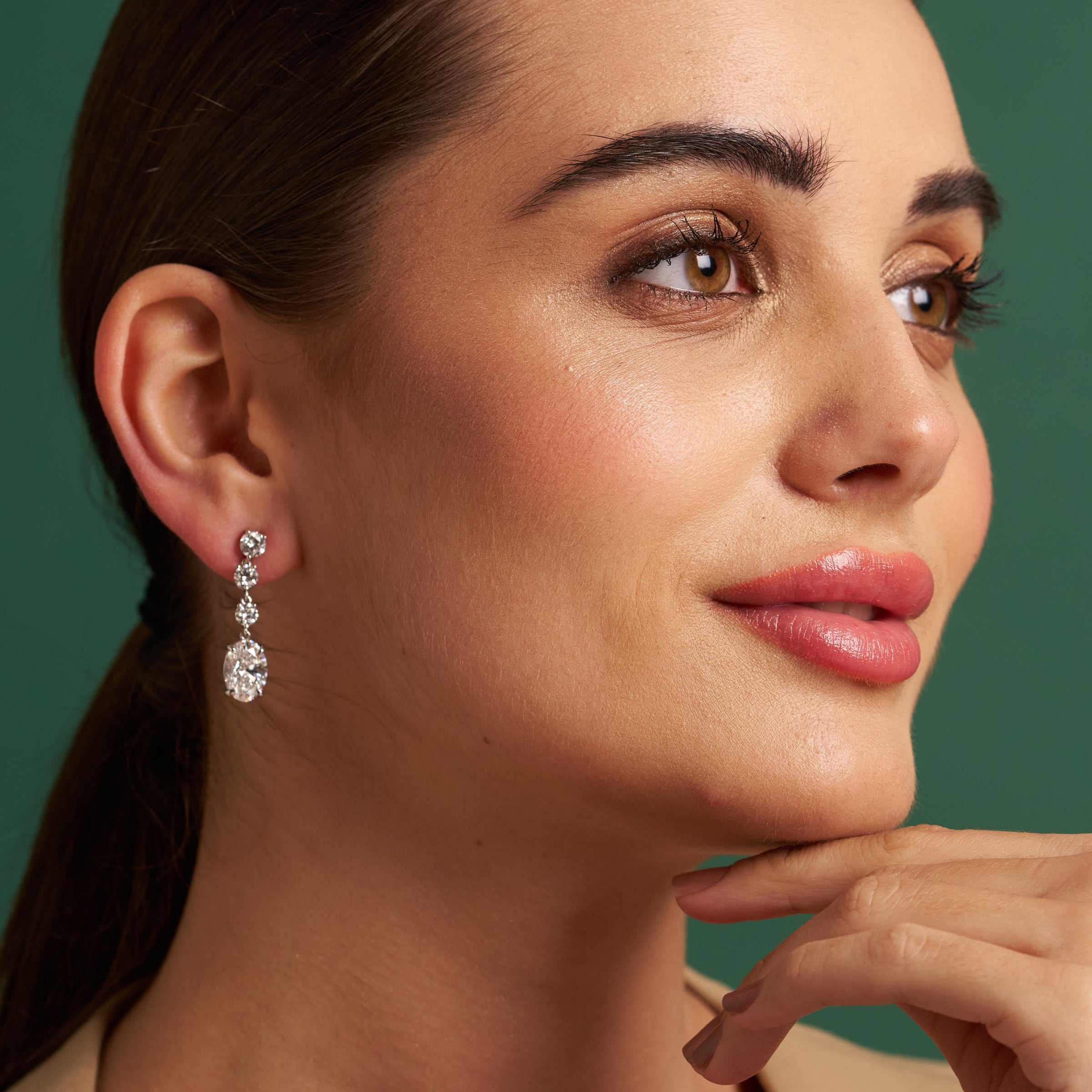The Galactic Teardrop Parure | white-gold earrings with EF color and VVS-VS clarity diamonds