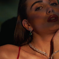 The Empress' Emerald Teardrop | white-gold earrings with EF color and VVS-VS clarity diamonds