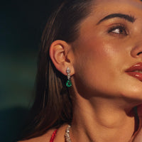 The Empress' Emerald Teardrop | white-gold earrings with EF color and VVS-VS clarity diamonds