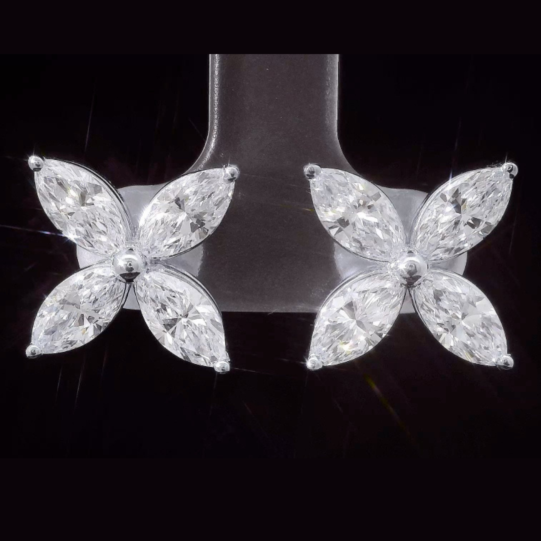 The Imperial Blossom Auriclet| white-gold earrings with EF color and VVS-VS clarity diamonds