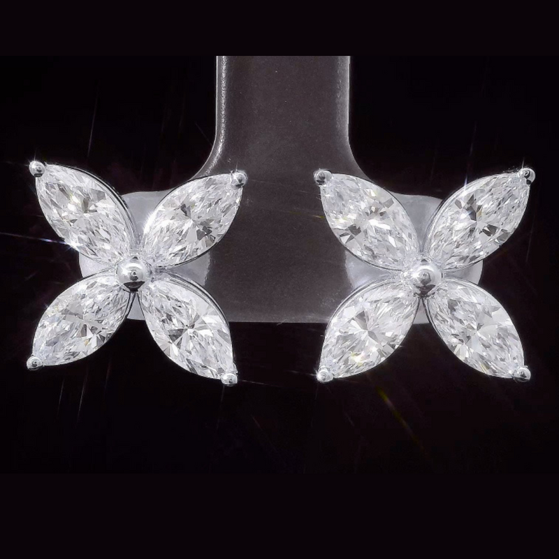 The Imperial Blossom Auriclet| white-gold earrings with EF color and VVS-VS clarity diamonds