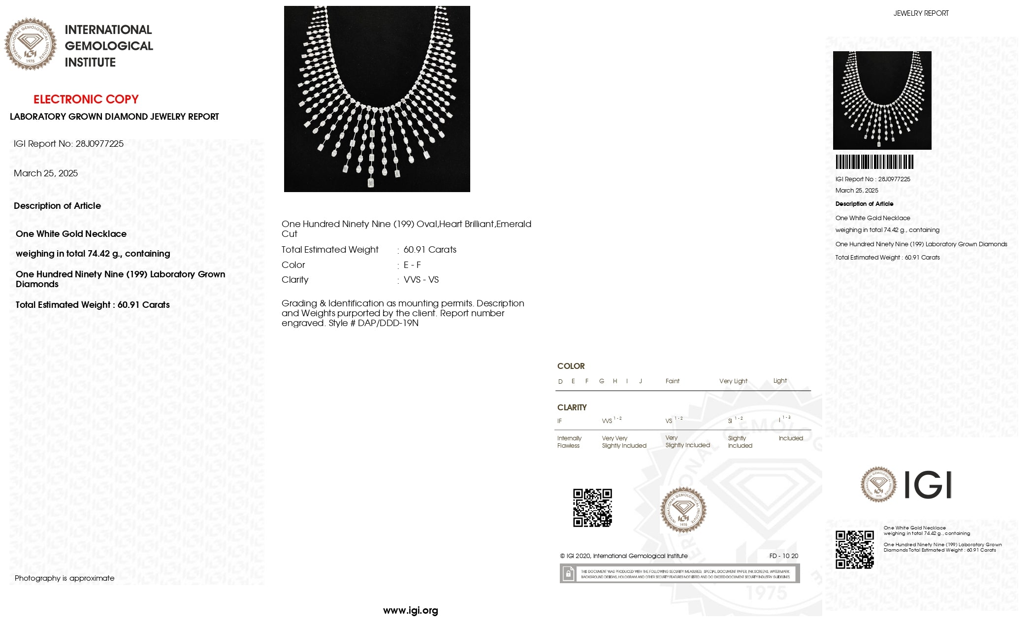 The Platinum Monsoon | white-gold necklace with EF color and VVS-VS clarity diamonds
