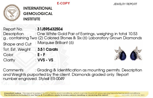 The Sapphire Diadem Drops | white-gold earrings with EF color and VVS-VS clarity diamonds