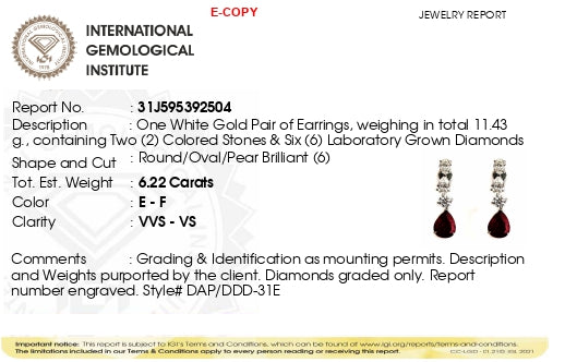 The Crimson Jewel | white-gold earrings with EF color and VVS-VS clarity diamonds