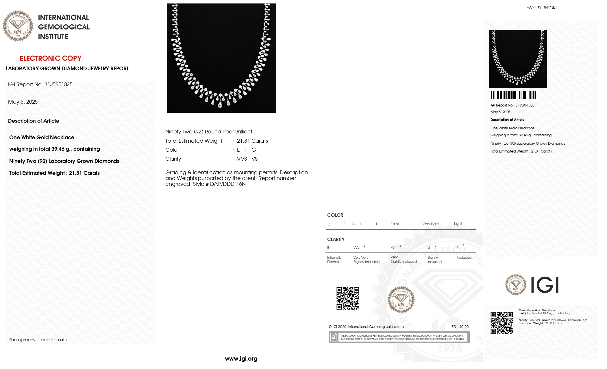 The Stellar Radiance | white-gold necklace with EFG color and VVS-VS clarity diamonds